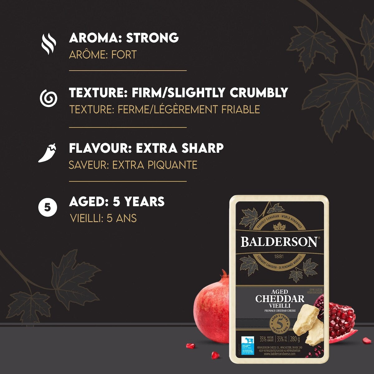 Balderson 5 Year Aged Cheddar Cheese, 280 g