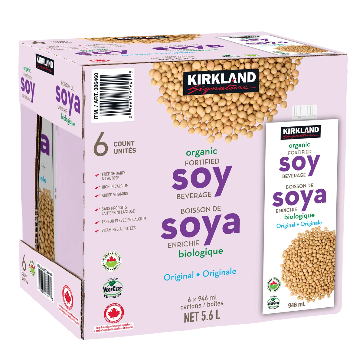 Kirkland Signature Organic Soy Beverage, 6 × 946 mL