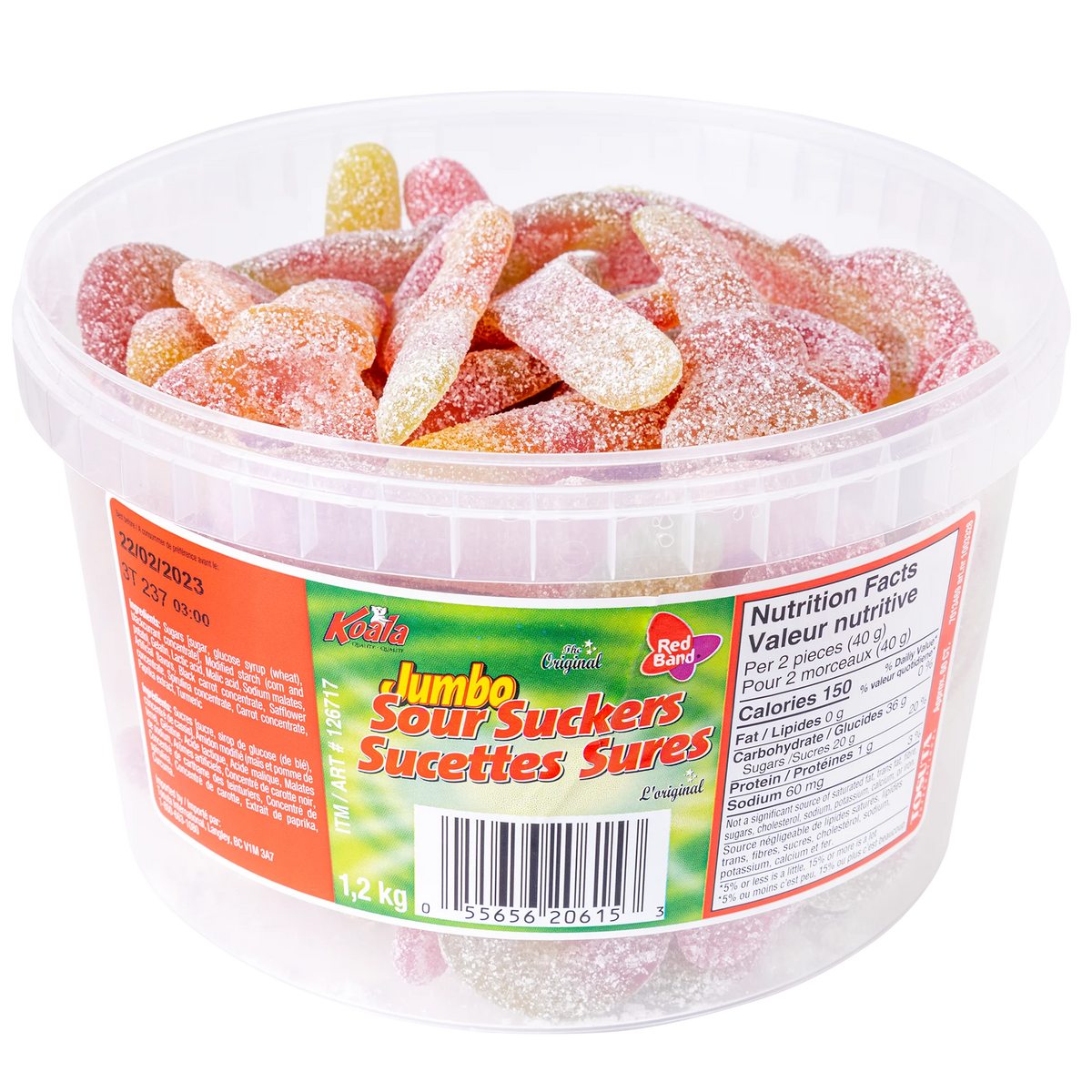 Red Band Jumbo Sour Suckers, 60 pieces, 1.1 kg