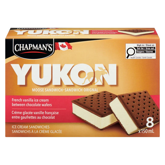 Chapman's Yukon Moose French Vanilla Ice Cream Sandwiches, 8 × 150 mL
