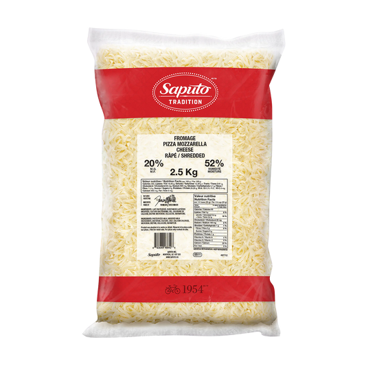 Saputo 20% Pizza Mozzarella Shredded Cheese, 2.5 kg