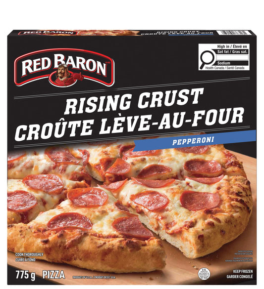 Red Baron Rising Crust Pepperoni Frozen Pizza, 775 g