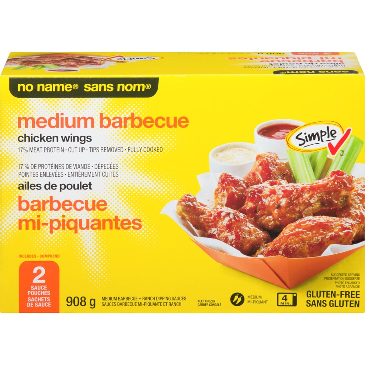 No Name Chicken Wings, BBQ, 908 g