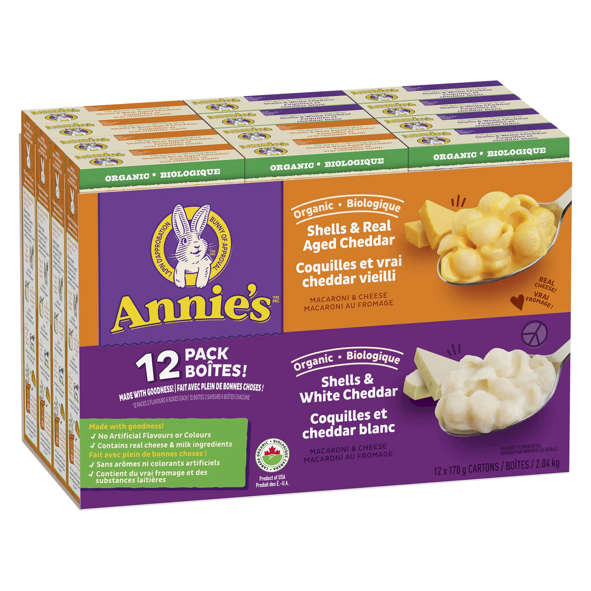 Annie's Organic Homegrown Macaroni & Cheese, Variety Pack, 12 × 170 g