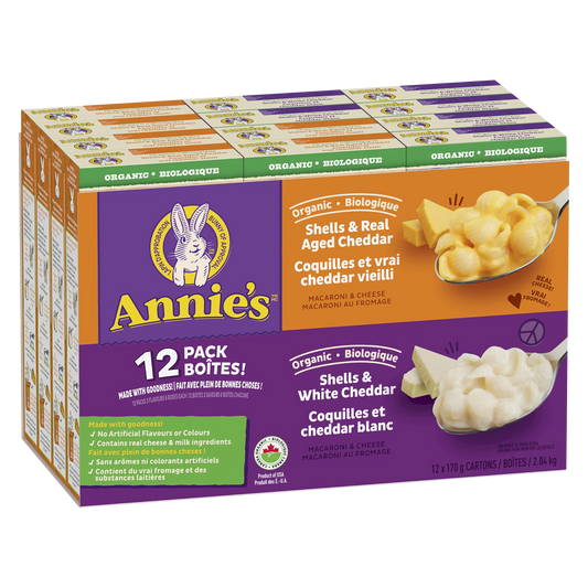 Annie's Organic Homegrown Macaroni & Cheese, Variety Pack, 12 × 170 g