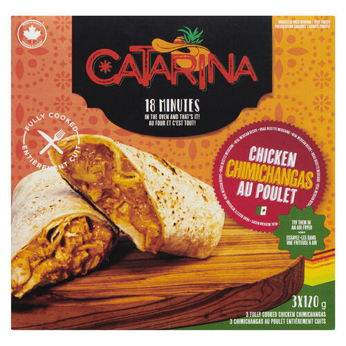 Catarina Frozen Chicken Chimichangas, 3 × 120 g