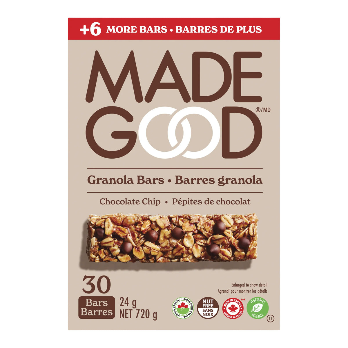 Made Good Chocolate Chip Granola Bars, 30 × 24 g