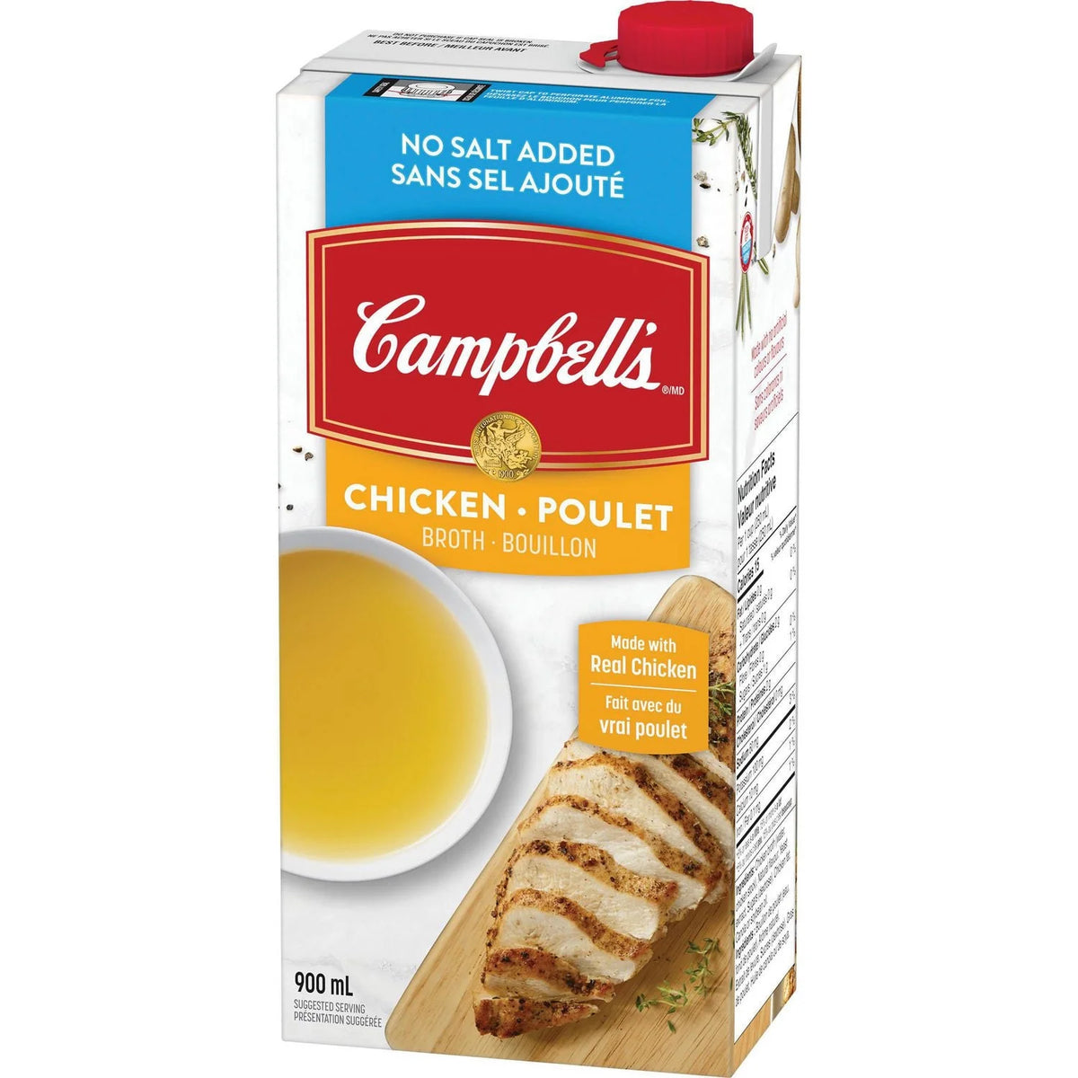 Campbell's No Salt Added Ready to Use Chicken Broth, 900 mL