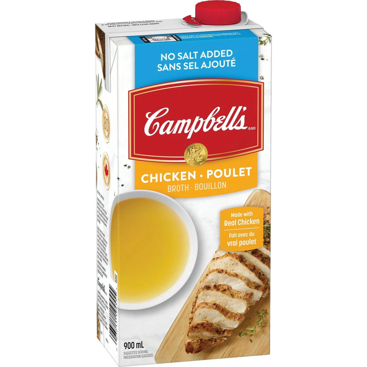 Campbell's No Salt Added Ready to Use Chicken Broth, 900 mL