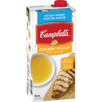 Campbell's No Salt Added Ready to Use Chicken Broth, 900 mL