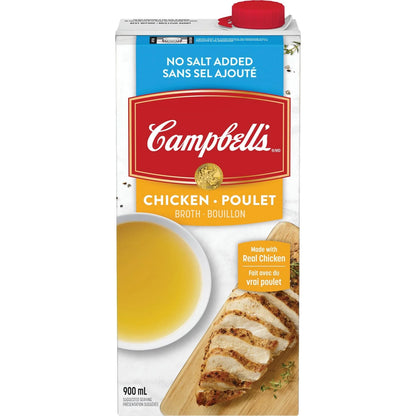 Campbell's No Salt Added Ready to Use Chicken Broth, 900 mL