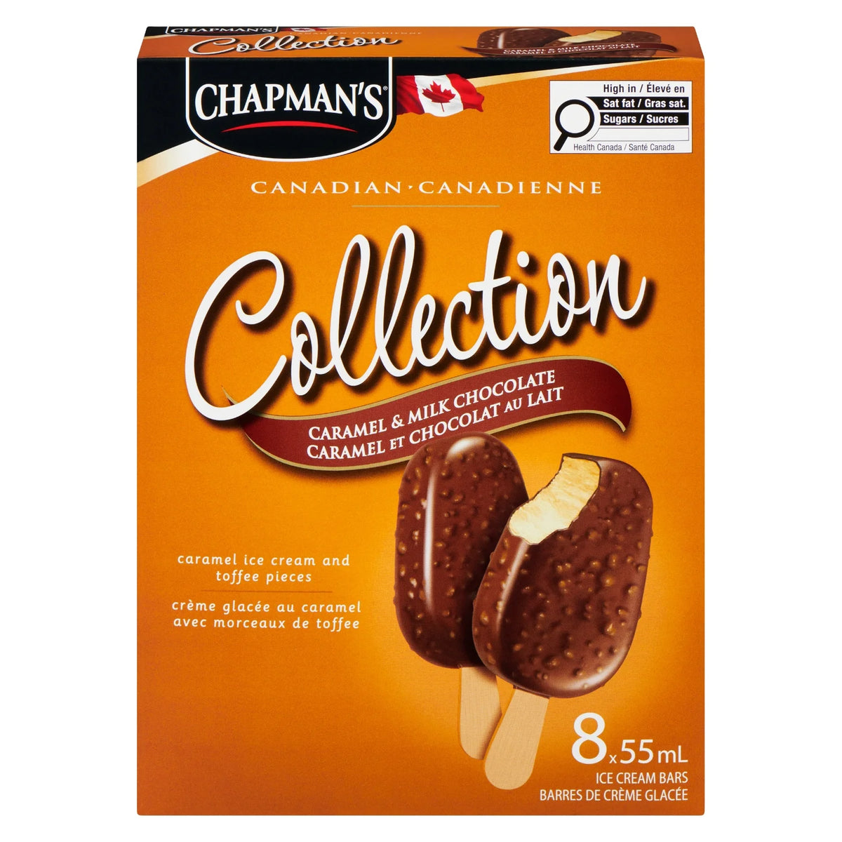 Chapman's Canadian Collection Caramel & Milk Chocolate Ice Cream Bars, 8 × 55 mL