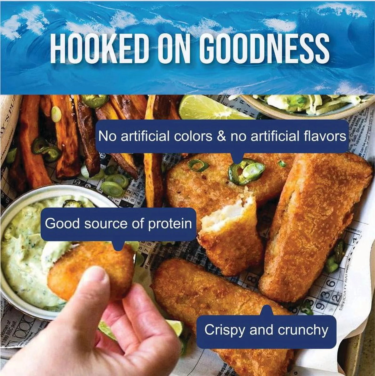 Bluewater English Style Wild Caught Pollock Fish, 6 Count, 500 g