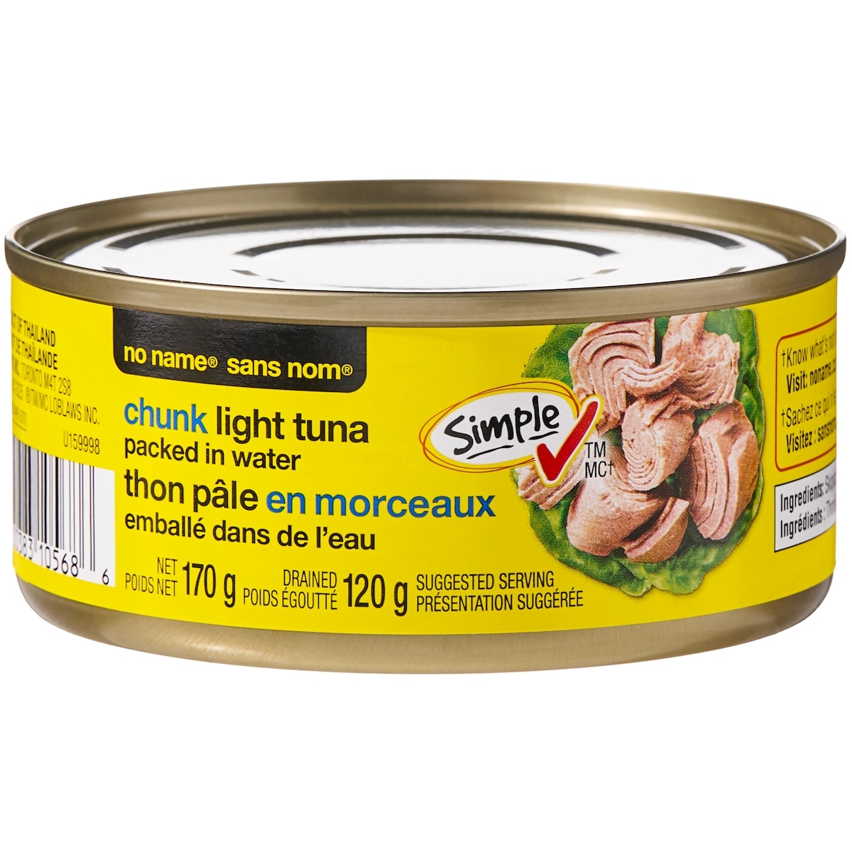No Name Chunk Light Tuna in Water, 170 g