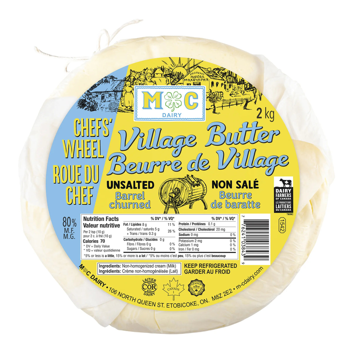 Unsalted Village Butter, 4 × 2 kg