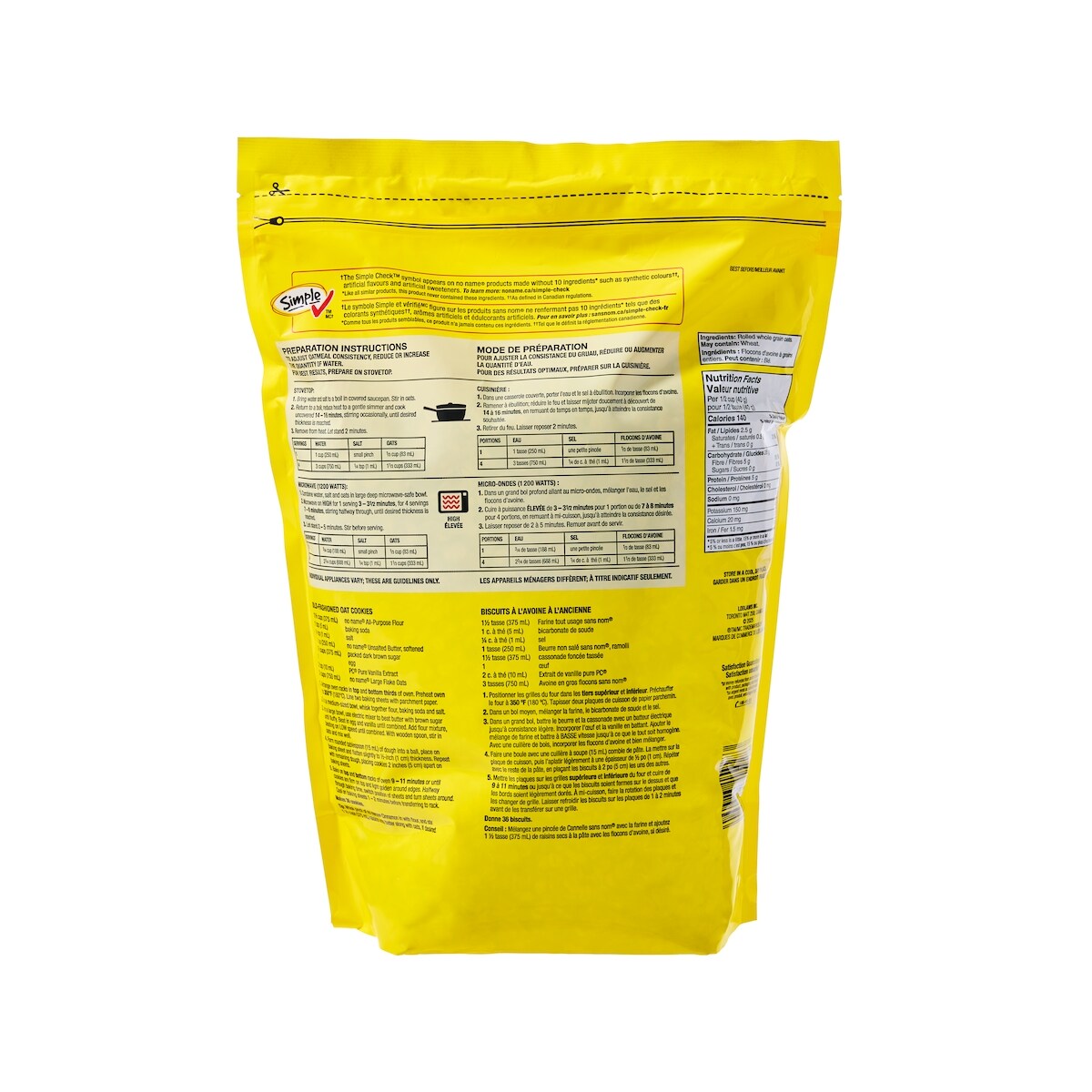 No Name Large Flake 100% Whole Grain Oats, 2.25 kg