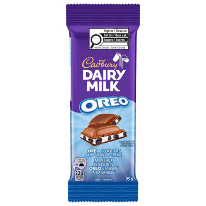 Cadbury Dairy Milk OREO Cookie Bits and Vanilla Creme Chocolatey Candy Bar, 95 g