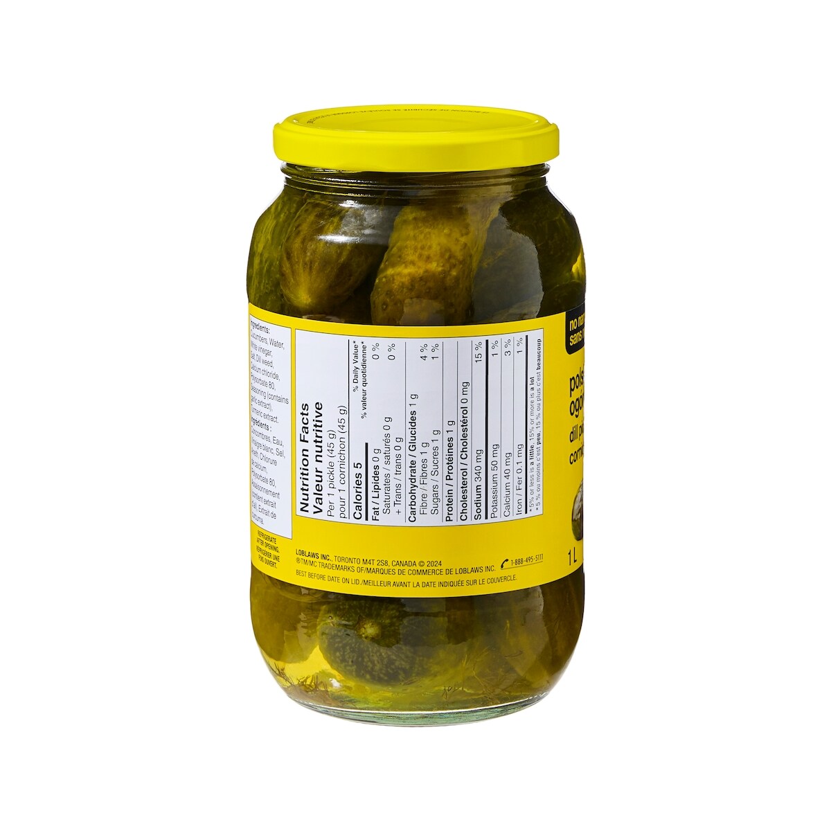 No Name Polskie Ogorki Dill Pickles, 1 L