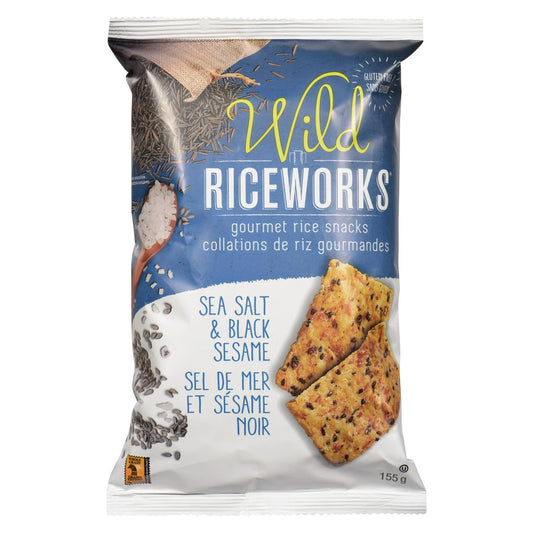 Riceworks Wild Sea Salt and Black Sesame Gourmet Rice Snacks, 155 g