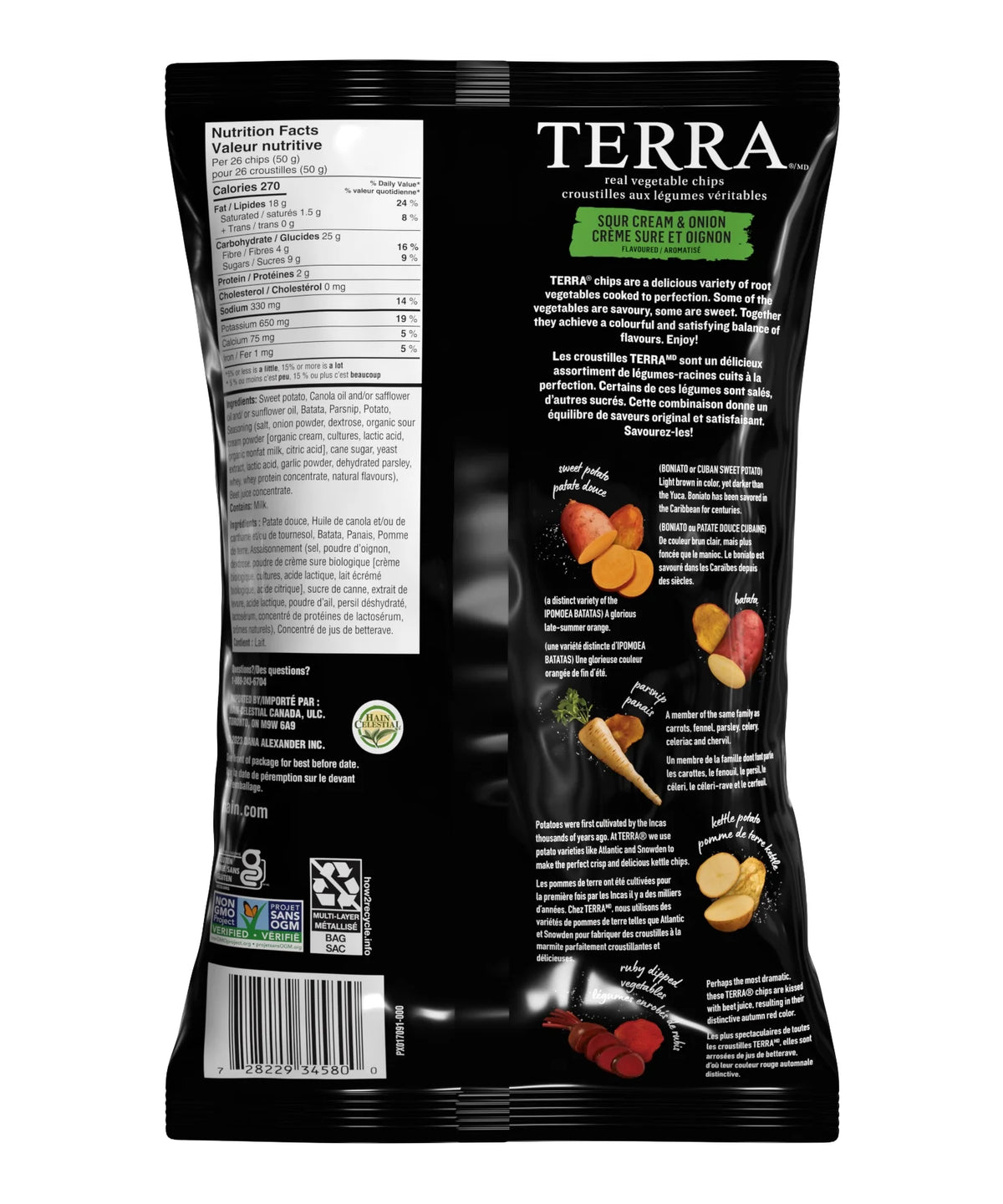 Terra Sour Cream & Onion Vegetable Chips, 141 g