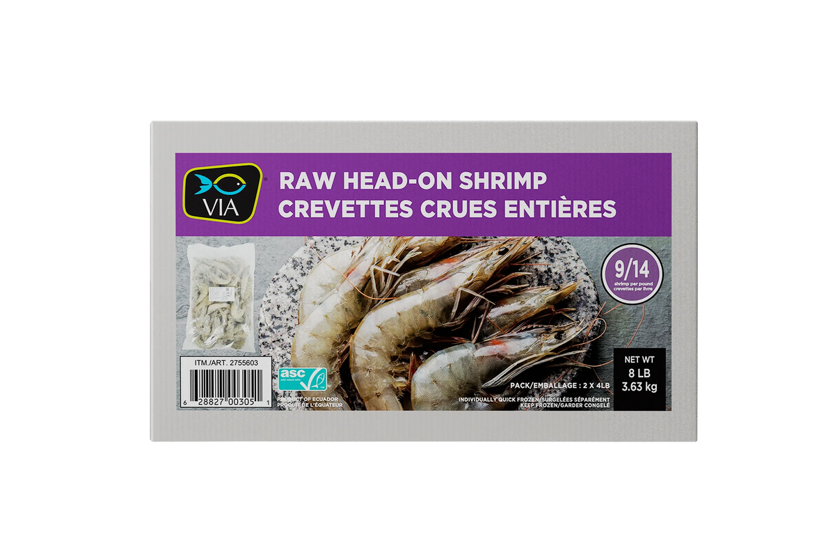 Via Raw Head-on Shrimp, 2 × 1.81 kg