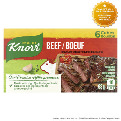 Knorr Beef Bouillon Cubes, Rich Broth Flavour, 6 Cubes, 63 g