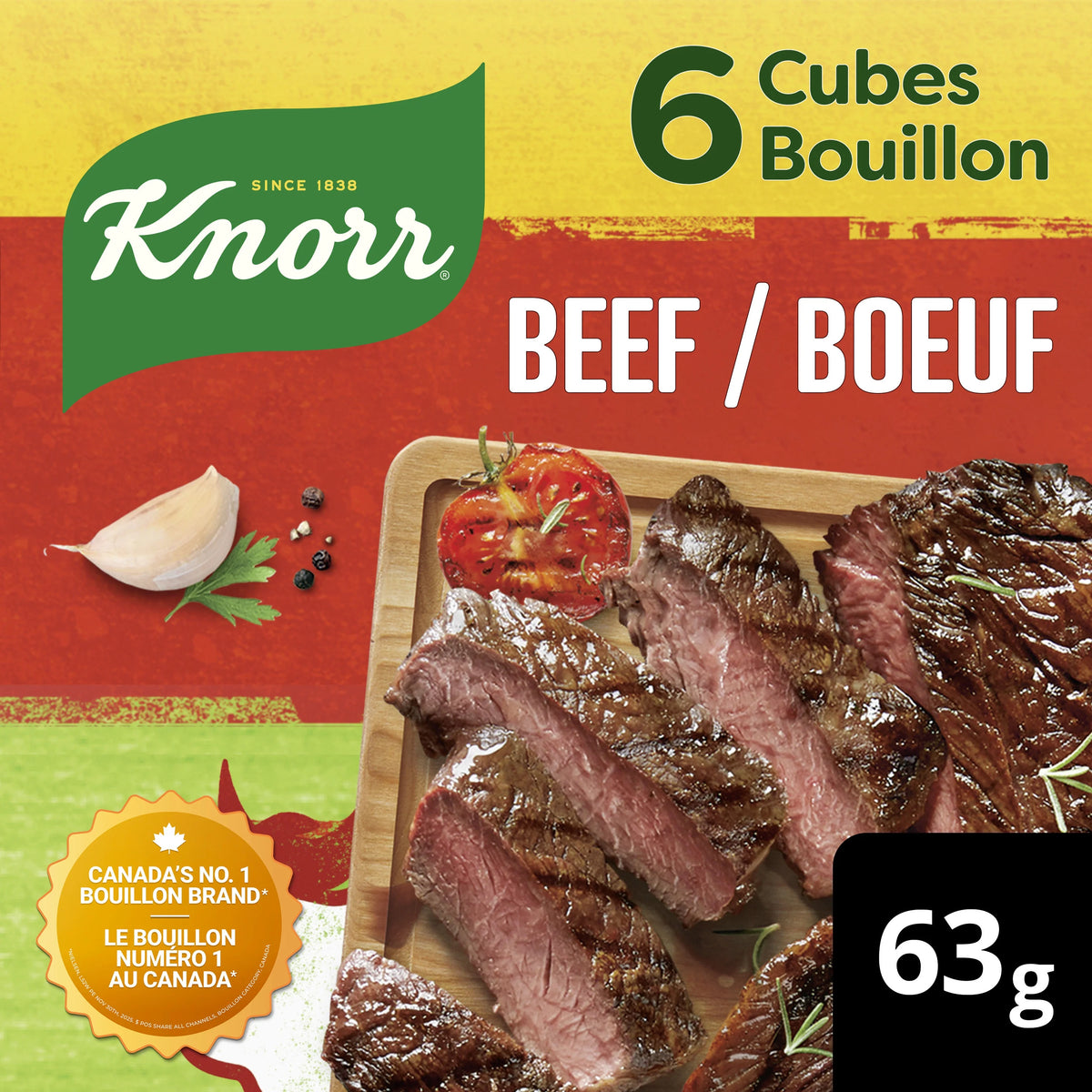Knorr Beef Bouillon Cubes, Rich Broth Flavour, 6 Cubes, 63 g