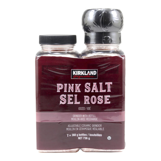Kirkland Signature Pink Salt with Grinder and Refill, 2 × 368 g