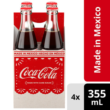 Coca-Cola Mexican Glass Bottles, 4 × 355 mL