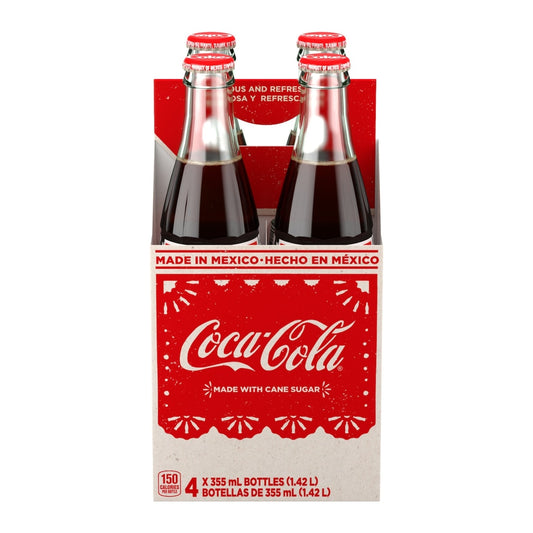 Coca-Cola Mexican Glass Bottles, 4 × 355 mL