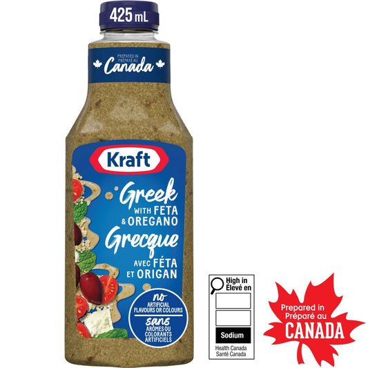 Kraft Greek with Feta and Oregano Salad Dressing, 425 mL