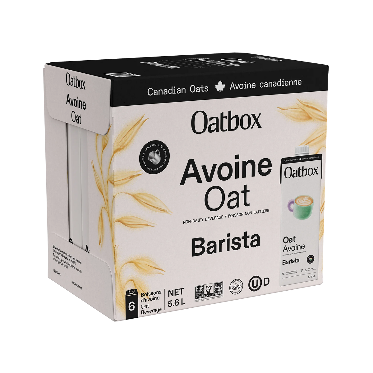 Oatbox Barista Oat Beverage, 6 × 946 mL