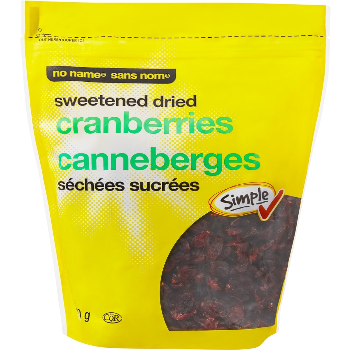 No Name Sweetened Dried Cranberries, 750 g