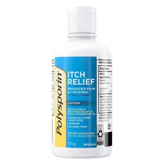 Polysporin Itch Relief Lotion, Fast Acting Itch & Pain Relief, 177 mL