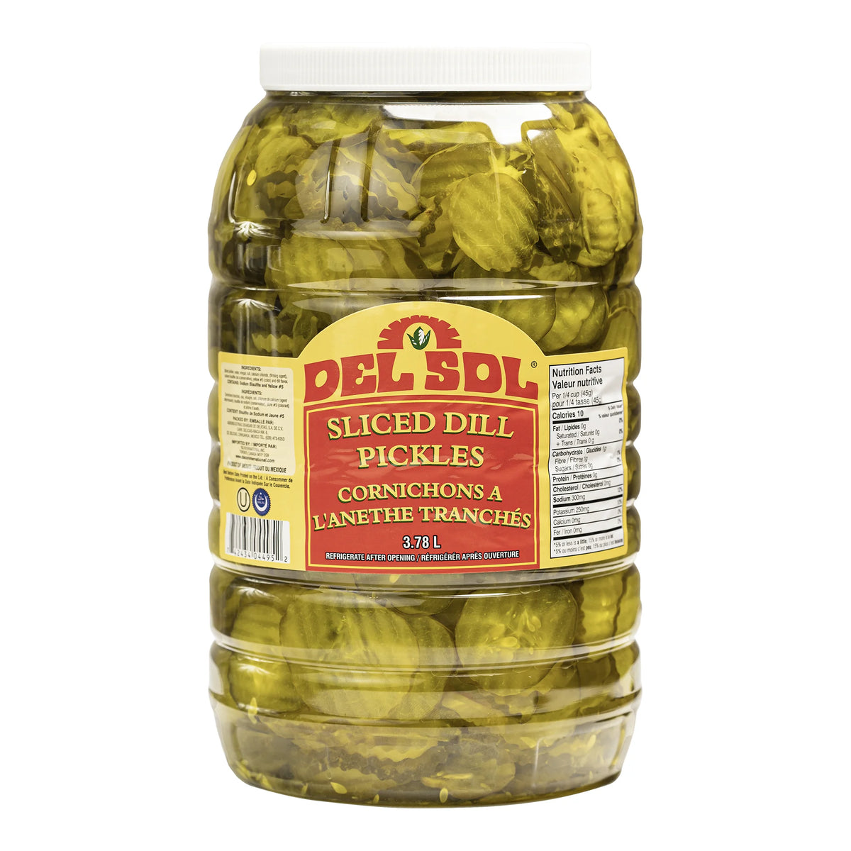 Del Sol Sliced Dill Pickles, 3.78 L