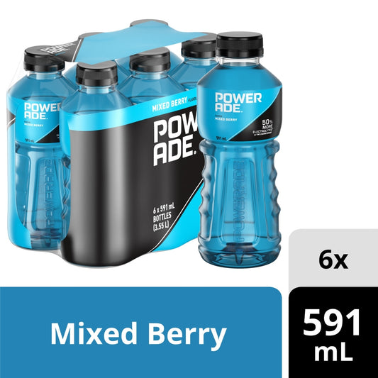 Powerade Zero Mixed Berry Sports Drink, 6 × 591 mL