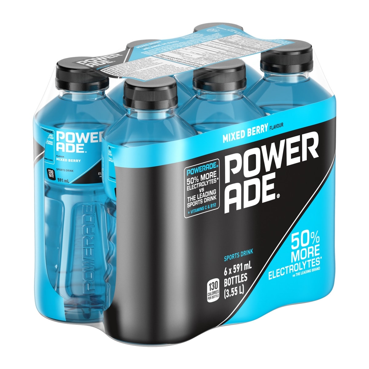Powerade Zero Mixed Berry Sports Drink, 6 × 591 mL