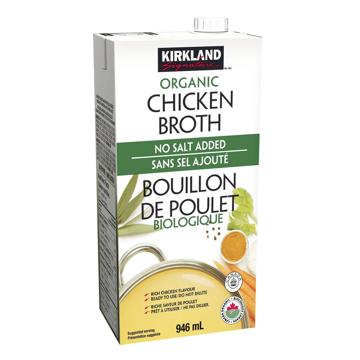 Kirkland Signature Organic Chicken Broth, 6 × 946 mL