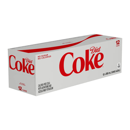 Diet Coke Soda Pop Cans, 12 × 355 mL