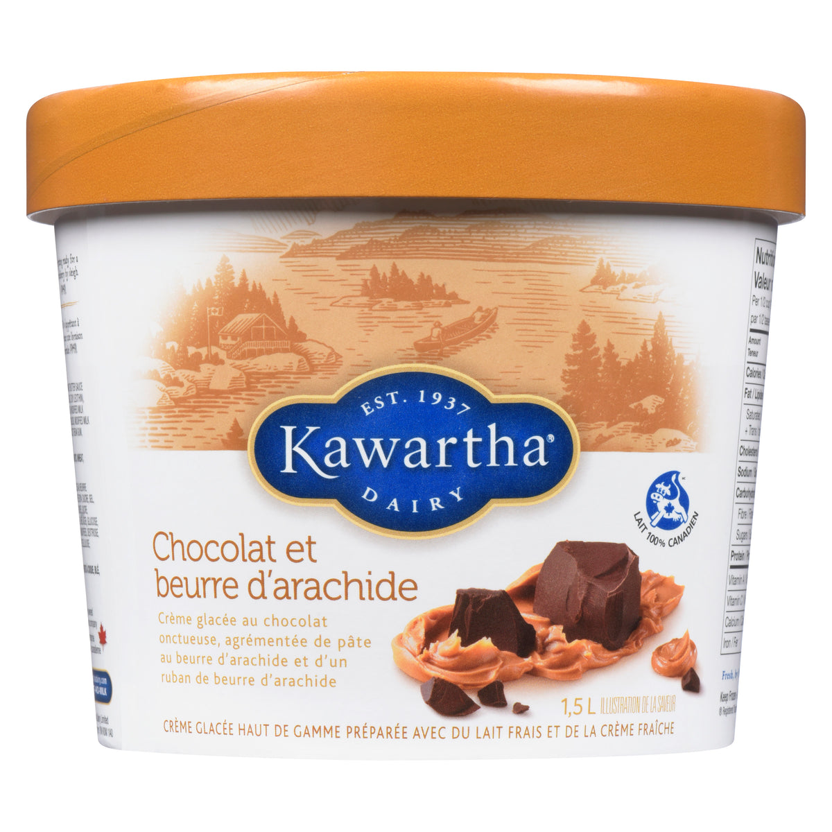 Kawartha Dairy Chocolate Peanut Butter Ice Cream, 1.5 L