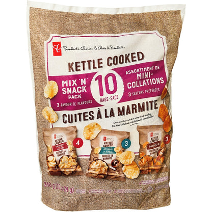 President's Choice Kettle Cooked Mix 'N' Snack Pack Potato Chips, 10 Pack, 240 g