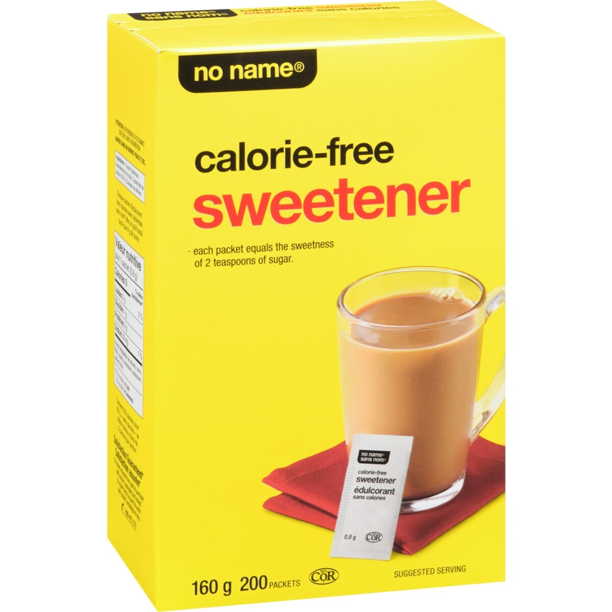 No Name Calorie Free Sweetener, 200 Packets, 160 g