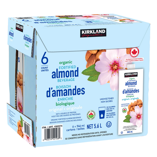 Kirkland Signature Original Organic Almond Beverage, 6 × 946 mL