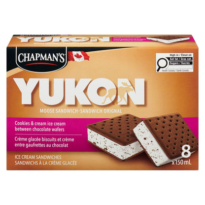 Chapman's Yukon Moose Cookies & Cream Ice Cream Sandwich in a Box, 8 × 150 mL