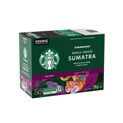 Starbucks Single Origin Sumatra Dark Roast Coffee Keurig K-Cup Pods, 276 g