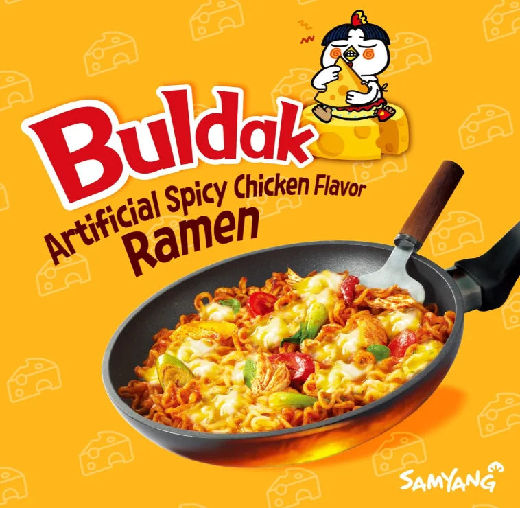 Samyang Spicy Chicken Buldak Cheese Ramen Noodles, 5 × 140 g