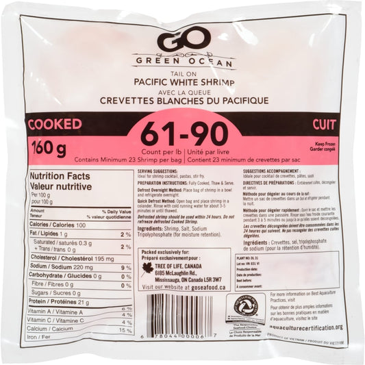 Green Ocean Cooked White Shrimp, 160 g
