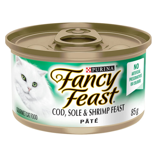 Fancy Feast Pate Cod, Sole & Shrimp Wet Cat Food, 85 g