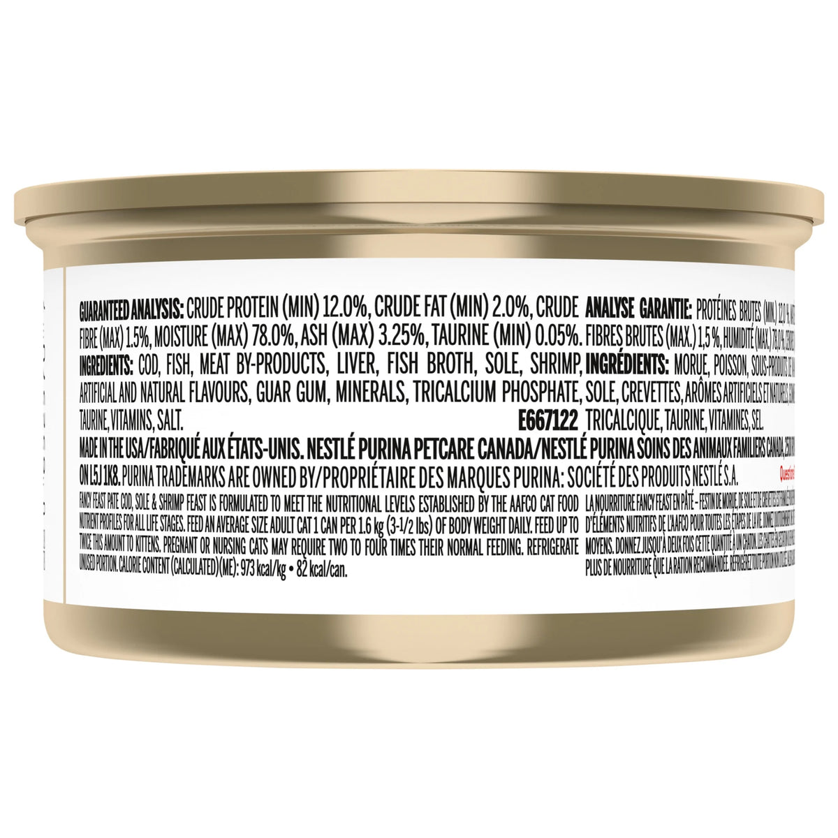Fancy Feast Pate Cod, Sole & Shrimp Wet Cat Food, 85 g