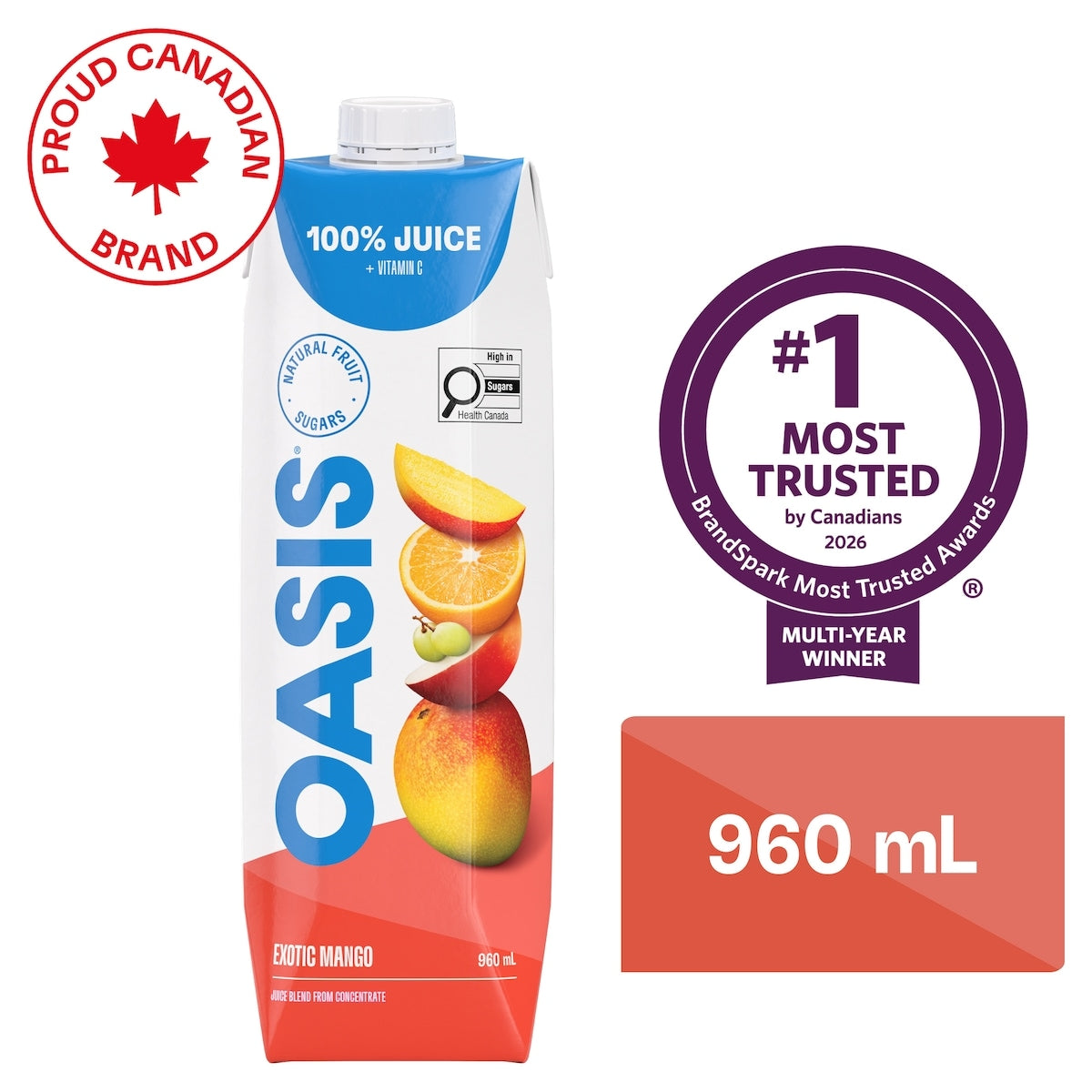 Oasis Exotic Mango Fruit Juice, 960 mL